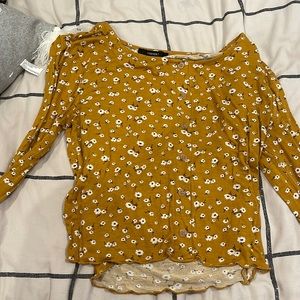 floral mustard yellow top